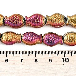 電気メッキガラスビーズセット  魚  フルメッキ  銅メッキ  15x10x3mm  穴：1mm  約28~29個/連  15.16~15.75インチ（38.5~40cm）&nbsp;EGLA-V001-01F