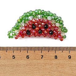 ABカラーメッキガラスと天然ブラックスピネルのペンダント  スイカチャーム  多面カット  レッド  42x22x6.5mm  穴：2mm&nbsp;PALLOY-MZ01337