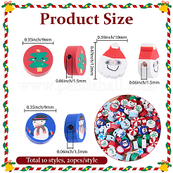200Pcs 10 Styles Christmas Theme Handmade Polymer Clay Beads&nbsp;CLAY-SC0002-54