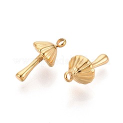 304ステンレススチールチャーム  きのこチャーム  14KGP本金メッキ  13.5x7mm  穴：1.6mm&nbsp;STAS-N109-163G