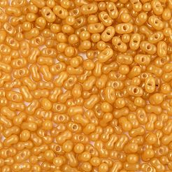 焼付塗装ガラスシードビーズ  ピーナッツ  ゴールデンロッド  6x3.5x3mm  穴：1mm  約4500個/ポンド&nbsp;SEED-L011-09A-22