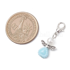 天使のアクリルペンダント装飾  合金製カニカン付き  アンティークシルバー＆プラチナ  33mm&nbsp;HJEW-JM04015-01