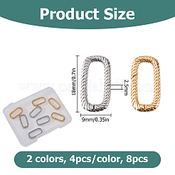 8Pcs 2 Colors Brass Spring Gate Rings&nbsp;KK-HS0015-10