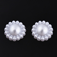 ABSプラスチックパール調カボション  花  ホワイト  12x4.5mm  約1000個/袋&nbsp;SACR-R861-12mm-Z9