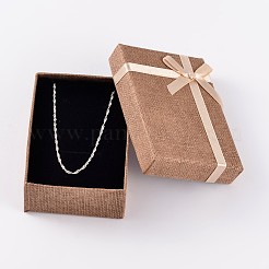 Kraft Cotton Filled Rectangle Cardboard Jewelry Set Boxes with Bowknot&nbsp;CBOX-D028-04