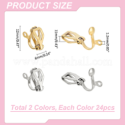 48Pcs 2 Colors 304 Stainless Steel Clip-on Earring Findings&nbsp;STAS-ME0001-65
