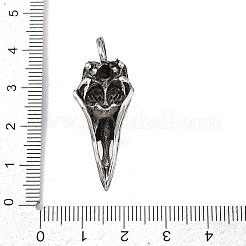304ステンレスペンダント  カラスの頭蓋骨  アンティークシルバー  38x15x11.5mm  穴：5x5mm&nbsp;X-STAS-B110-03AS