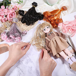 5個 5スタイル 高温ファイバー ロング 洋ナシ パーマ ヘアスタイル ドールウィッグ ヘア  DIYの女の子のためのbjdメイキングアクセサリー  ミックスカラー  5.91~39.37インチ（15~100cm）  1pc /カラー&nbsp;DIY-GL0005-63C