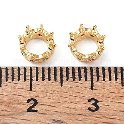 真鍮製マイクロパヴェキュービックジルコニアビーズ  クラウン  18KGP本金メッキ  6x3mm  穴：3.5mm&nbsp;KK-A189-12G