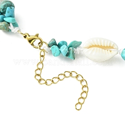 Natural Shell & Synthetic Turquoise Chip Beaded Necklace for Girl Women&nbsp;NJEW-TA00115