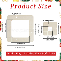 ウッドクラフト用品  未完成の木材  正方形  15~30x15~30x0.25cm  穴：3.5~7mm  内径：5~20x5~20のCM  2個/スタイル&nbsp;WOOD-CN0001-26C