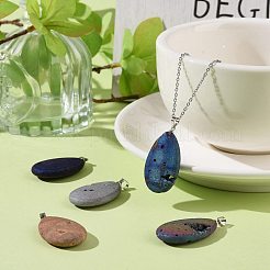 Electroplate Natural Druzy Agate Pendants&nbsp;G-T112-09
