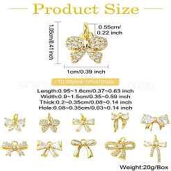 10Pcs 10 Styles Brass Micro Pave Clear Cubic Zirconia Charms&nbsp;KK-CJ0002-52