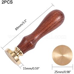 DIYスクラップブック  ウッドハンドル真鍮製シーリングスタンプワックス封蝋  ゴールドカラー  89mm&nbsp;AJEW-PH0017-26