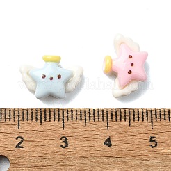 マカロンカラー不透明樹脂デコデンカボション  ミックスカラー  翼のある星  10x14mm&nbsp;CRES-Q221-01H