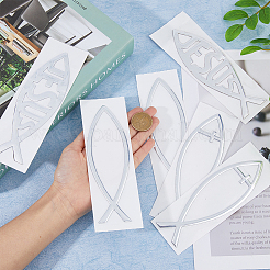 6枚 3スタイル 宗教 防水 PVC 粘着 車用ステッカー  魚のイエスデカール  DIYの車の装飾用  銀  15x4.5~5x0.1cm  2個/スタイル&nbsp;DIY-FH0006-28A