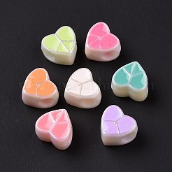 UVメッキレインボー虹色アクリルヨーロピアンビーズ  大穴ビーズ  エナメル  ピースサインとハート  ミックスカラー  12x12x8mm  穴：4.7mm&nbsp;SACR-E009-29