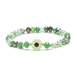 Glass & Resin Evil Eye Beaded Stretch Bracelet for Women&nbsp;BJEW-JB08599