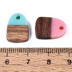 不透明な樹脂とクルミ材のペンダント  アーチチャーム  ミックスカラー  15~15.5x10.5~11x2.5~4mm  穴：1.8mm&nbsp;RESI-N053-32
