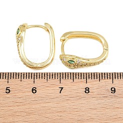 真鍮製マイクロパヴェキュービックジルコニアフープピアス  ヘビ  16KGP本金メッキ  19x15x6.5mm&nbsp;KK-CBAD104-04G-G