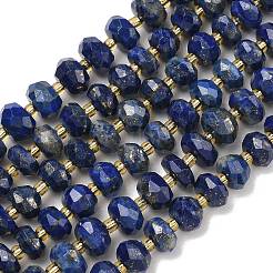 天然石ラピスラズリビーズ連売り  ロンデル  多面カット  シードビーズで  8x4~5mm  穴：1mm  約53個/連  14.65インチ（37.2cm）&nbsp;G-L642-J08-02