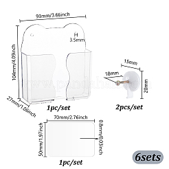 ペット用プラスチック製携帯電話ホルダー  長方形  鉄と  ゴールドカラー  透明  104x93x27mm&nbsp;AJEW-WH0481-94