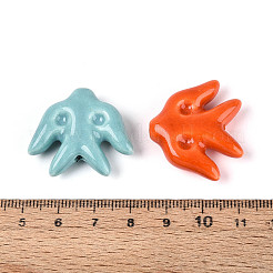 ハンドメイドの磁器セラミックビーズ  ツバメ  光沢釉の磁器  ミックスカラー  26.5x30x9mm  穴：2.5mm&nbsp;PORC-T134-18M