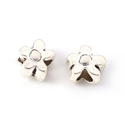 合金ヨーロピアンビーズ  大穴ビーズ  カドミウムフリー＆鉛フリー  花  アンティークシルバー  10x12x8mm  穴：4.5mm  約430個/1000g&nbsp;TIBE-S319-139AS-RS