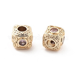 Brass Micro Pave Cubic Zirconia Beads&nbsp;KK-R216-17KCG-03