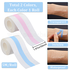 2ロール2色5m不織布目立たない粘着ボブテープ胸用  ミックスカラー  50mm  約5m /ロール  1ロール/色&nbsp;AJEW-GF0008-87