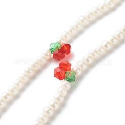 Round Shell Pearl Cherry Beaded Necklaces&nbsp;X1-NJEW-TA00001