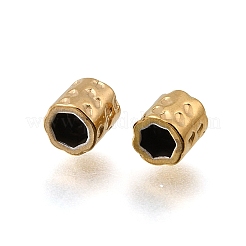 304ステンレススチールスペーサービーズ  槌目模様の柱  イオンプレーティング（ip）  18KGP本金メッキ  5x5mm  穴：3x2.5mm&nbsp;STAS-L315-024G