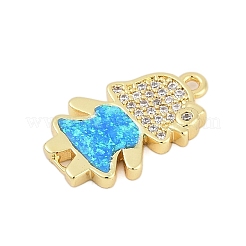 Brass Micro Pave Clear Cubic Zirconia Girl Connector Charms&nbsp;KK-I723-22G