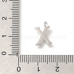 304ステンレススチールマイクロパヴェキュービックジルコニアペンダント  文字a~zのチャーム  文字x  12.5x8.5x2mm  穴：2mm&nbsp;STAS-H228-06P-X