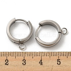 変色しにくい201ステンレススチール製ハギーフープピアス金具  垂直ループ付き  316サージカルステンレススチールイヤリングピン付き  リング  ステンレス鋼色  16x4mm  穴：2.7mm  ピン：1mm&nbsp;STAS-A167-01T-P