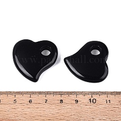 天然石オブシディアンペンダント  ハートチャーム  30~30.5x29~30x8~8.5mm  穴：6~6.5mm&nbsp;G-G602-06L
