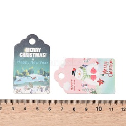 クリスマステーマの紙プリントギフトタグ50個  麻ロープ付き  長方形  ミックスカラー  5x3x0.04cm&nbsp;CDIS-H007-08