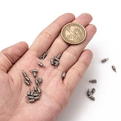 変色に強い304ステンレススチール製ターミネーター  コイルコードエンド  ステンレス鋼色  8x3mm  穴：2mm&nbsp;STAS-S028-13