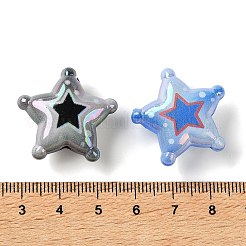 UVメッキ印刷された不透明アクリルビーズ  虹色の  スター  ミックスカラー  25x26.5x12mm  穴：3mm&nbsp;AC-CBAEAA8-19