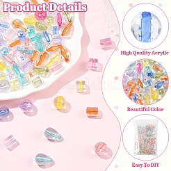 240Pcs 4 Styles Transparent Acrylic Beads&nbsp;TACR-YW0003-47