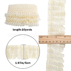 ポリエステルリボン  ウェーブエッジオーナメント  フリルレースのトリミング  コスチュームドレスアクセサリー  ベージュ  50x1mm&nbsp;DIY-WH0304-815C