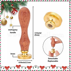 木製ハンドル付き真鍮ワックスシーリングスタンプ  DIYスクラップブッキング用  クリスマス  25mm&nbsp;AJEW-WH0412-0413