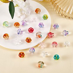 96個8色透明ガラスビーズ  キノコ  ミックスカラー  13.5x13.5mm  穴：1.6mm  12個/カラー&nbsp;GLAA-SZ0001-92