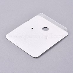 プラスチックジュエリーディスプレイカード  吊り下げイヤリングディスプレイ用  長方形  ホワイト  45.5x40x4.5mm  穴：1.4mmと6mm  100sheets /バッグ&nbsp;DIY-K032-04