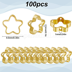 ラックメッキ真鍮ビーズフレーム100個  長持ちメッキ  スター  ゴールドカラー  9.5x2.5mm  穴：1mm&nbsp;KK-SP0002-26G