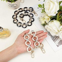 2色アクリルバッグテープ2個  ライトゴールド合金製スイベルクラスプ＆リング付き  バッグ交換用アクセサリー  ミックスカラー  46x2.6x1.1cm  1pc /カラー&nbsp;FIND-CA0001-72