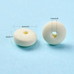 手作り樹脂粘土ビーズ連売り  ジュエリー工芸用品のDIY用  フラットラウンド  ベージュ  6~7x3mm  穴：1.5mm  約113~116個/連  15.55インチ〜16.14インチ（39.5~41cm）&nbsp;CLAY-N008-008K