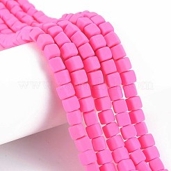 手作り樹脂粘土ビーズ連売り  キューブ  濃いピンク  6x6x6mm  穴：1.2mm  約62個/連  14.84インチ〜15.75インチ（37.7cm〜40cm）&nbsp;X-CLAY-T020-09A