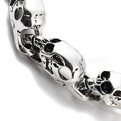レトロ合金スカルリンクチェーンブレスレット女性男性用  アンティークシルバー  8-7/8インチ（22.5cm）&nbsp;BJEW-L684-003AS