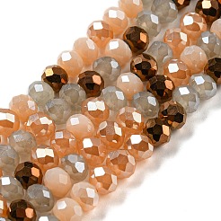 ガラスビーズ連売り  多面カット  ロンデル  バリーウッド  6x5mm  穴：1mm  約85~88個/連  16.1~16.5インチ（41~42cm）&nbsp;EGLA-A034-M6mm-34